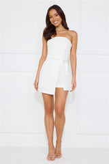 Time To Myself Strapless Romper White
