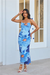 Girl Vibes Mesh Maxi Dress Blue