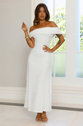 First Class Finish Off Shoulder Maxi Dress Cream