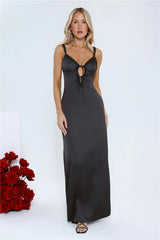 The Midnight Edit Satin Maxi Dress Black