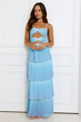 Waves Of Luxury Plisse Maxi Dress Blue Ombre