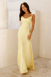 Brilliant Belle Satin Maxi Dress Yellow