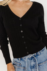 Heidi Pointelle Cardigan | Black
