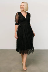 Elaina Lace Midi Dress | Black