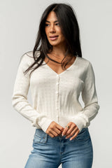 Heidi Pointelle Cardigan | Ivory