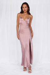 The Sophia Satin Maxi Dress Dusty Pink