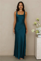 The Evelina Satin Maxi Dress Teal