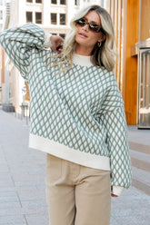 Hendrix Diamond Knit Sweater | Green