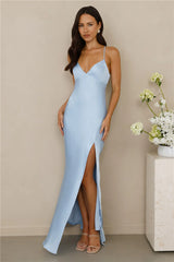 The Sophia Satin Maxi Dress Blue