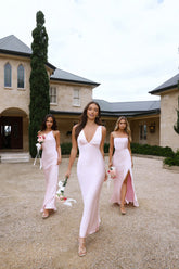 The Isabeau Satin Maxi Dress Pink