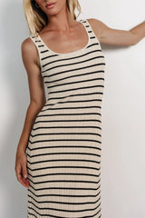 Jesse Ribbed Tank Maxi Dress | Ivory + Black