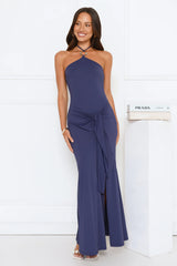 Twirl Season Halter Maxi Dress Navy
