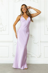 Ultimate Affair Satin Maxi Dress Lilac