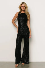 Hillary Sequin Jumpsuit | Black