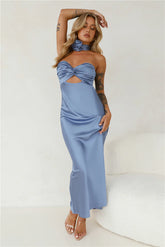Trend Lover Satin Maxi Dress Blue