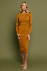 Manhattan Ribbed Sweater Dress | Camel