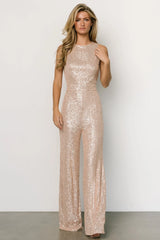 Hillary Sequin Jumpsuit | Rose Gold