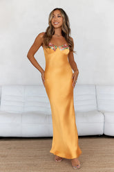 French Countryside Satin Maxi Dress Mango