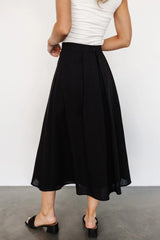 Katie Pleated Midi Skirt | Black