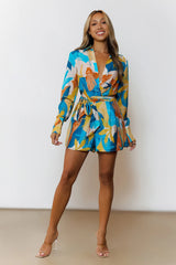 Tropic Tempo Long Sleeve Romper Teal