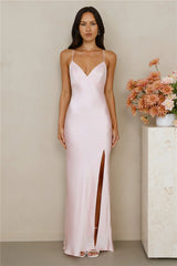 The Sophia Satin Maxi Dress Pink
