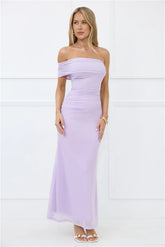 Wild Whimsy One Shoulder Mesh Maxi Dress Lilac