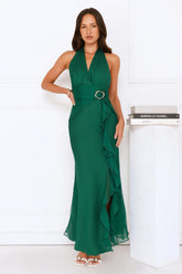 Follow The Stars Halter Maxi Dress Green