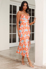 Blooming Now Midi Dress Orange