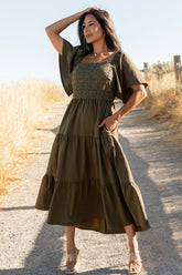 Fauna Lace Top Dress | Olive