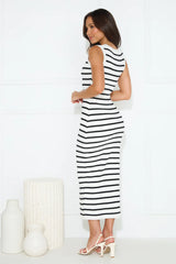 Take Your Place Knit Ribbed Maxi Dress White