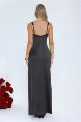 The Midnight Edit Satin Maxi Dress Black