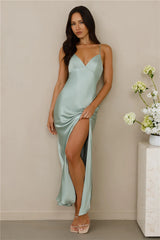 The Sophia Satin Maxi Dress Sage