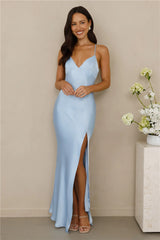 The Sophia Satin Maxi Dress Blue