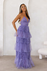 Twinkle Season Glitter Maxi Dress Dusty Violet