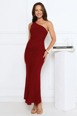 Urban Twilight One Shoulder Mesh Maxi Dress Wine
