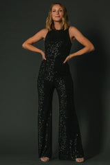Hillary Sequin Jumpsuit | Black