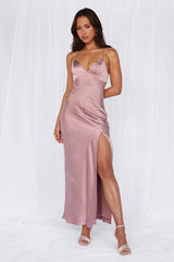 The Sophia Satin Maxi Dress Dusty Pink