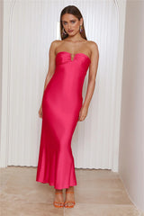 Who's That Girl Satin Maxi Dress Pink