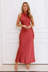 Eden Satin Maxi Dress Rose