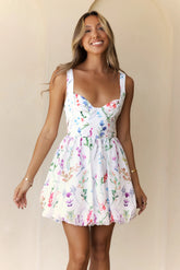 Enchanted Blooms Mini Dress White