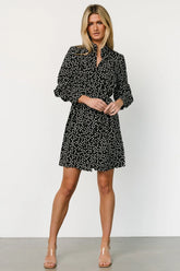 Trinity Short Dress | Black Print