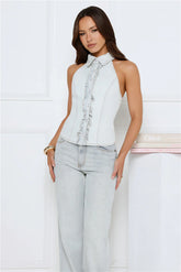 Afterglow Halter Top Light Denim