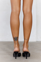 Thorin Leather Pointed Toe Mules Rhinestone Black