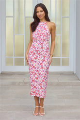 Whimsical Flower Midi Dress Pink
