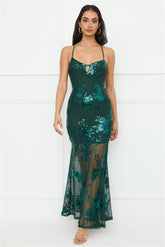 Emerald Serendipity Sequin Maxi Dress Green