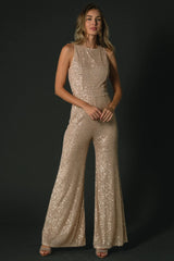 Hillary Sequin Jumpsuit | Rose Gold