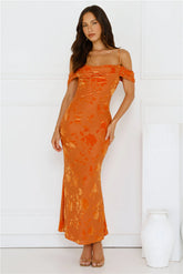Good Fun Off Shoulder Maxi Dress Orange