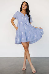 Keegan Short Dress | Blue + Ivory Floral