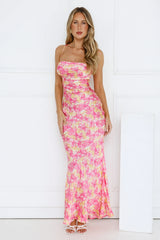 Twilight Tea Parties Satin Maxi Dress Pink
