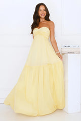 Unforgettable Style Strapless Maxi Dress Yellow